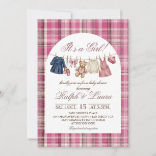 Invitation Fête de naissance de bébé fille Grandmillennial Lu