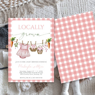 Invitation Fête de naissance de bébé fille 'Locally Grown Pin