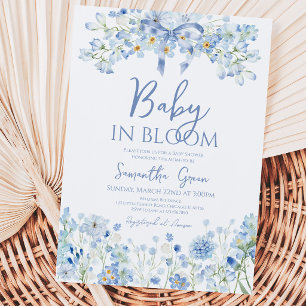 Invitation Fête de naissance de bébé garçon en fleurs