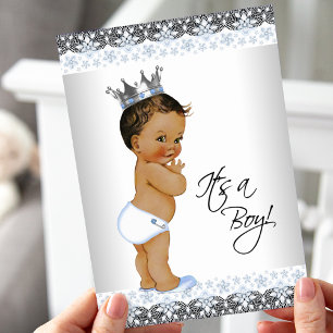 Invitation Fête de naissance de bébé garçon prince ethnique v