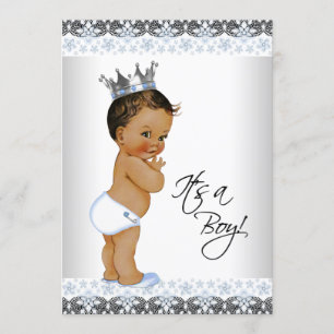 Invitation Fête de naissance de bébé garçon prince ethnique v