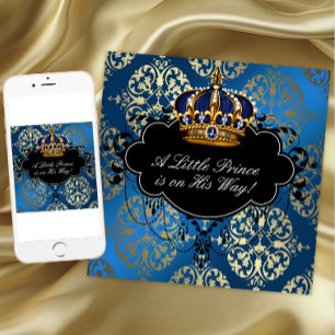 Invitation Fête de naissance de bébé garçon Royal Navy bleu e