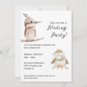 Invitation Fête de Naissance de Bébé Oiseau Genre Neutre