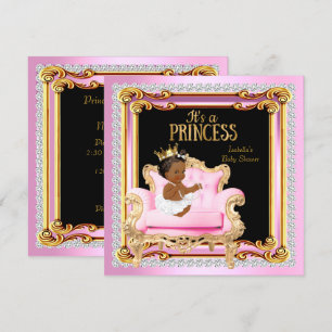 Invitation Fête de naissance de bébé princesse Chaise argent