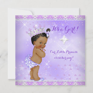 Invitation Fête de naissance de bébé princesse lilas violet l