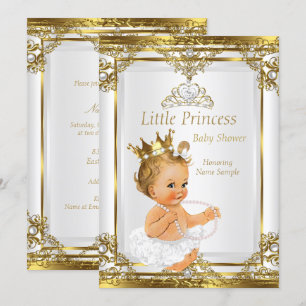 Invitation Fête de naissance de bébé princesse perle blanche 