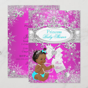 Invitation Fête de naissance de bébé princesse Rose chaud Aqu