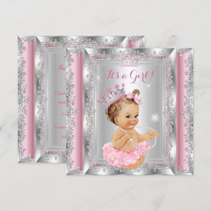 Invitation Fête de naissance de bébé princesse rose tutu arge