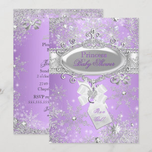 Invitation Fête de naissance de Bébé Princesse Violette d'Hiv