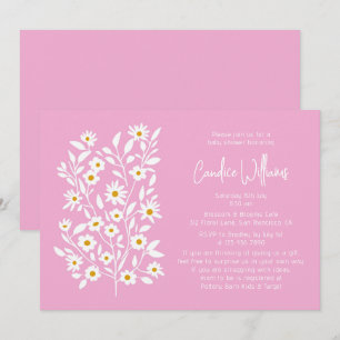 Invitation Fête de Naissance de Couple aux Fleurs Roses Moder