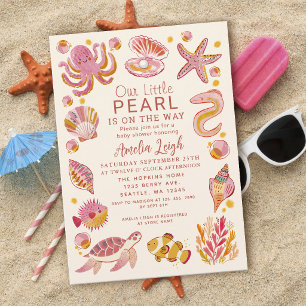 Invitation Fête de naissance de créatures marines Perle Océan