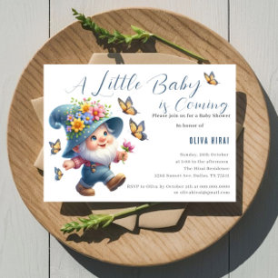 Invitation Fête de Naissance de Gnome Mignon avec Papillon