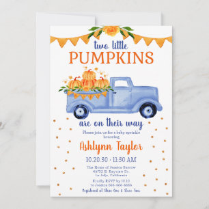 Invitation Fête de naissance de jumeaux garçon Little Pumpkin
