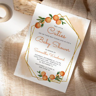 Invitation Fête de naissance de jumeaux Orange Little Cuties