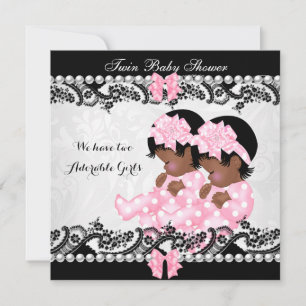 Invitation Fête de naissance de jumelles afro-américaines Cut