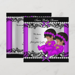 Invitation Fête de naissance de jumelles afro-américaines Vio