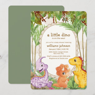 Invitation Fête de naissance de la jungle tropicale avec dino