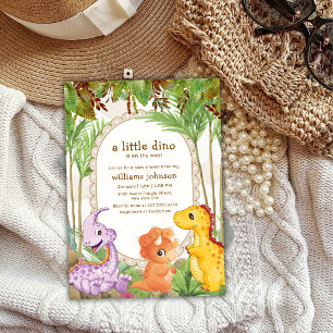 Invitation Fête de naissance de la jungle tropicale avec dino