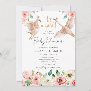 Invitation Fête de naissance de la princesse cygne florale