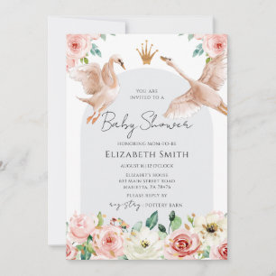 Invitation Fête de naissance de la princesse cygne florale
