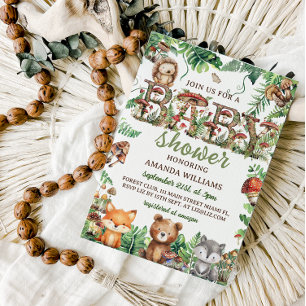 Invitation Fête de naissance de la verdure forestière botaniq