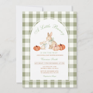 Invitation Fête de naissance de lapin vert sauge d'automne
