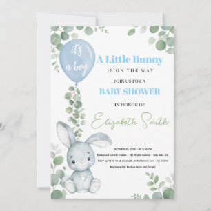 Invitation Fête de naissance de Little Bunny Eucalyptus Baby
