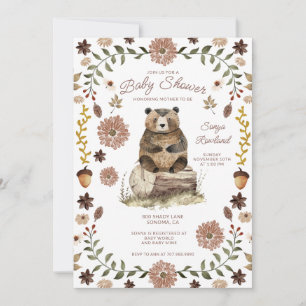 Invitation Fête de naissance de l'ours de la forêt fantaisist