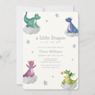 Invitation Fête de naissance de petit dragon magique Bohème