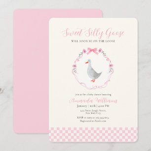 Invitation Fête de naissance de petite fille au gingham rose