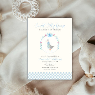 Invitation Fête de naissance de petite oie ridicule en vichy
