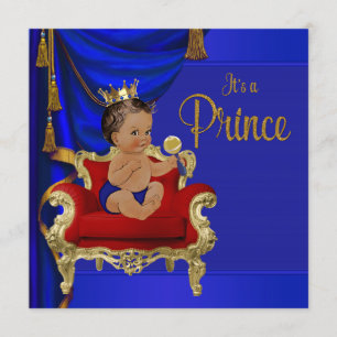 Invitation Fête de naissance de prince ethnique bleu royal