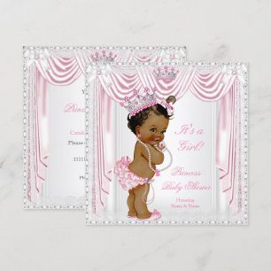 Invitation Fête de naissance de princesse bébé Satin de soie
