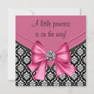 Invitation Fête de naissance de princesse élégante rose et no