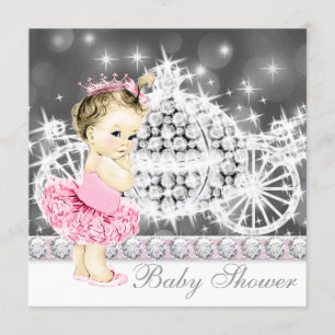 Invitation Fête de naissance de princesse rose et grise en tu