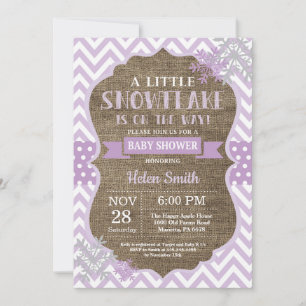 Invitation Fête de naissance d'hiver Flocon de neige violet B