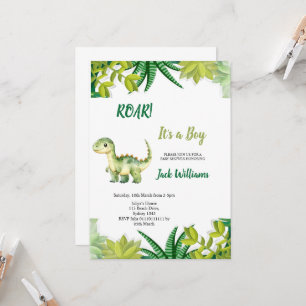 INVITATION FÊTE DE NAISSANCE DINOSAURE VERT