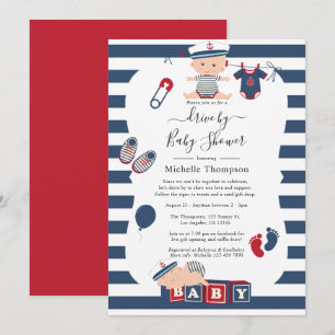 Invitation Fête de Naissance Drive By Thème Marin Garçon