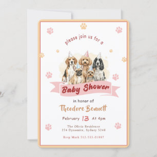 Invitation Fête de Naissance Élégante pour Amoureux de Chiots