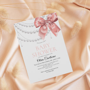 Invitation Fête de naissance élégante pour bébé fille avec no