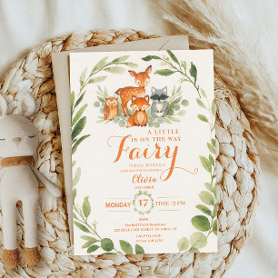Invitation Fête de naissance en forêt automnale neutre en mat