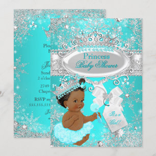 Invitation Fête de naissance Ethnique Aqua Princesse Wonderla