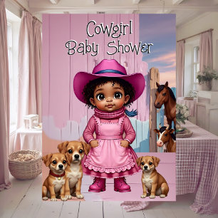 Invitation Fête de naissance Ethnique Mignonne Cowgirl Rose B