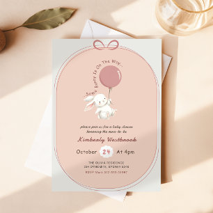 Invitation Fête de Naissance Fille Lapin Rose