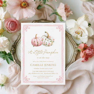Invitation Fête de Naissance Fille Petite Citrouille Rose