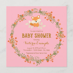 Invitation Fête de naissance fille renard de la forêt