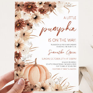 Invitation Fête de Naissance Fille Rustique Petite Citrouille