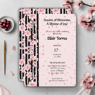 Invitation Fête de naissance Fleurs de cerisier de printemps