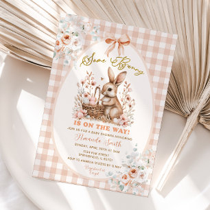 Invitation Fête de Naissance Florale Beige Some Bunny Is On T