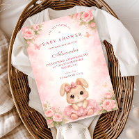Fête de naissance florale de lapin rose